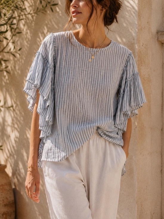 Pilcro Tops - Pilcro - Sybil Ruffle Sleeve Top